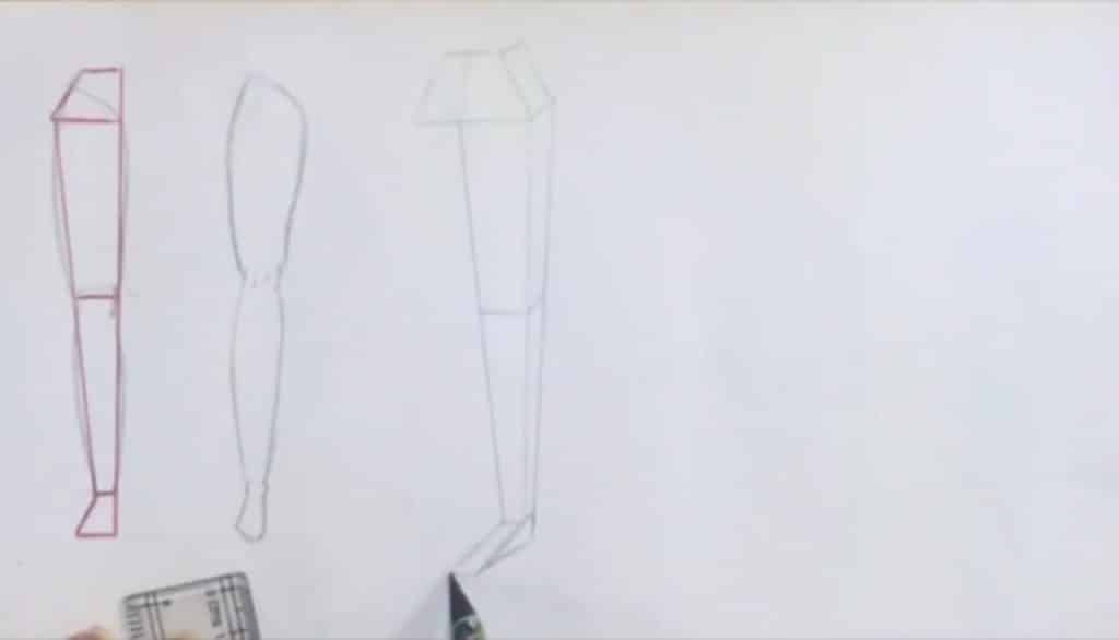 شروع کشیدن پا در حالت سه رخ