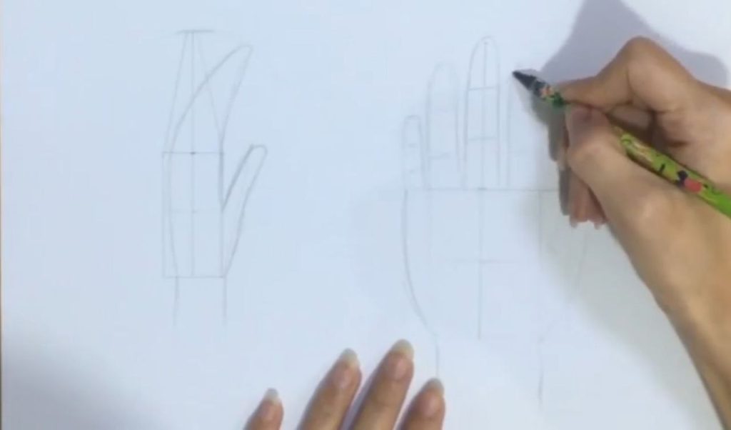 رسم انگشت شست و جزئیات بندهای انگشت