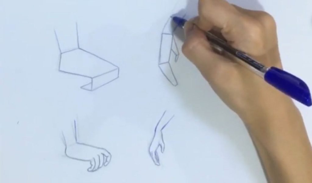 تکمیل 4 انگشت در دست نیمرخ و آموزش طراحی فیگور زن