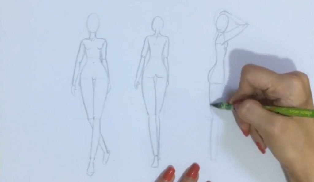 کشیدن دست های طراحی فیگور بدن انسان از زاویه نیمرخ