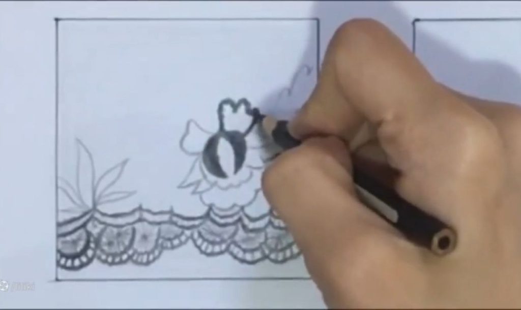 پر کردن و چین دادن دور گل در جنسیت سازی پارچه