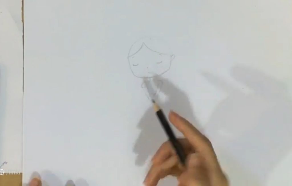 رسم دست ها و آستن های چین دار