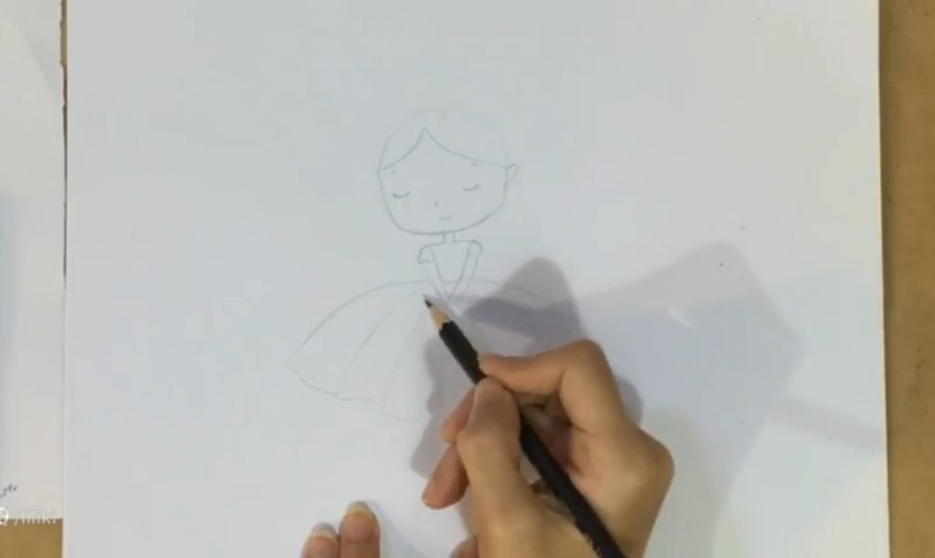 کشیدن دامن پفیو چین چینی در نقاشی دخترانه فانتزی