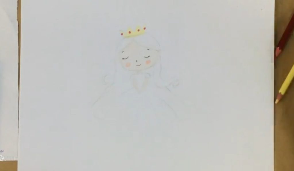 شروع رنگ آمیزی تاج با مداد رنگی